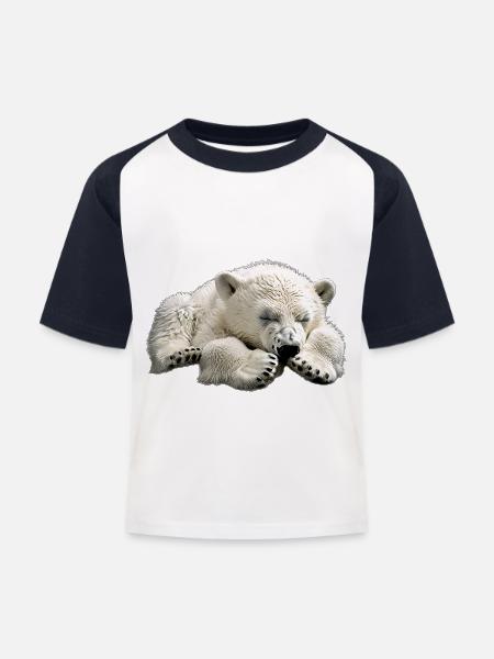 Eisbär - Kinder Baseball T-Shirt - Weiß/Navy
