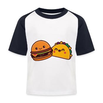 burger and Döner - Kids' Baseball T-Shirt - white/navy - Front