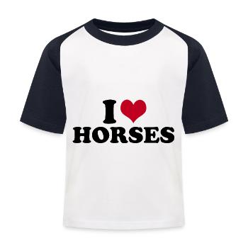 Horse Girl I Love Horses Horse Horse - Camiseta béisbol niño - blanco/azul marino - delante