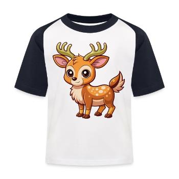 Mignon bébé orignal - T-shirt baseball Enfant - blanc/marine - Devant