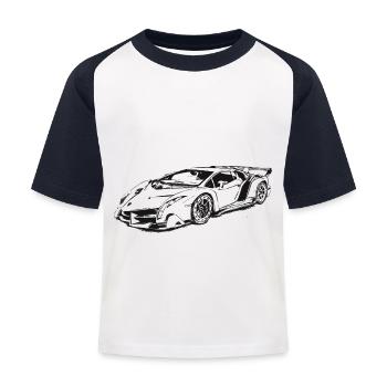 Sportwagen - Kinder Baseball T-Shirt - Weiß/Navy - Vorne