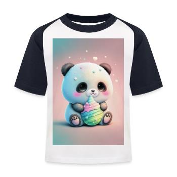 Baby panda - Kids' Baseball T-Shirt - white/navy - Front