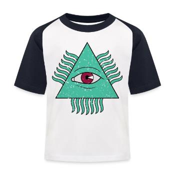 Pyramide Auge - Kinder Baseball T-Shirt - Weiß/Navy - Vorne
