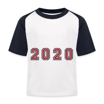 2020 year number - Kids' Baseball T-Shirt - white/navy - Front
