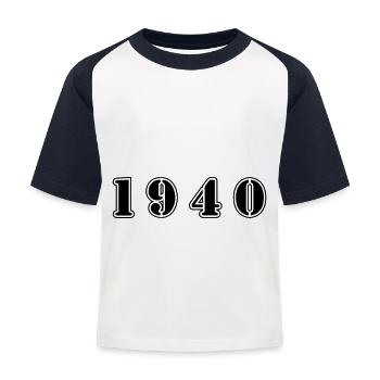 1940 year birthday - Kids' Baseball T-Shirt - white/navy - Front
