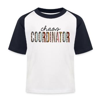 Chaos Koordinator Leopardenprint Lustig - Kinder Baseball T-Shirt - Weiß/Navy - Vorne