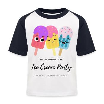 Ice Cream - Kinder Baseball T-Shirt - Weiß/Navy - Vorne