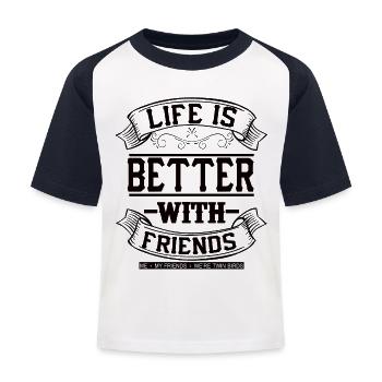Beste Freunde Leben - Kinder Baseball T-Shirt - Weiß/Navy - Vorne