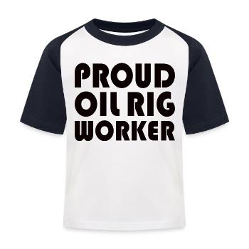 Oil rig oil gas workers drilling oil platform - Kids' Baseball T-Shirt - white/navy - Front
