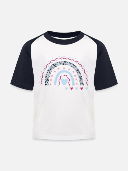 Neun Leoparden-regenbogen-design Für 9. - Kinder Baseball T-Shirt - Weiß/Navy