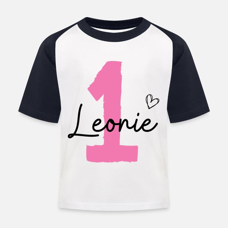 Leonie eins - Kinder Baseball T-Shirt - Weiß/Navy