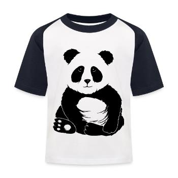 kleiner cooler chilliger Panda Pandabär Geschenk - Kinder Baseball T-Shirt - Weiß/Navy - Vorne