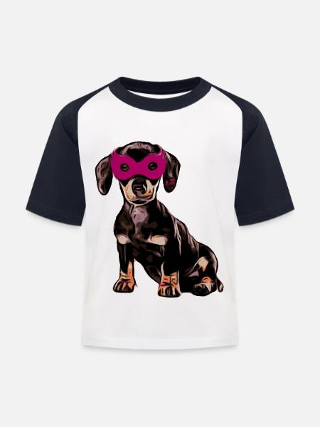 Dackel Fasching - Kinder Baseball T-Shirt - Weiß/Navy