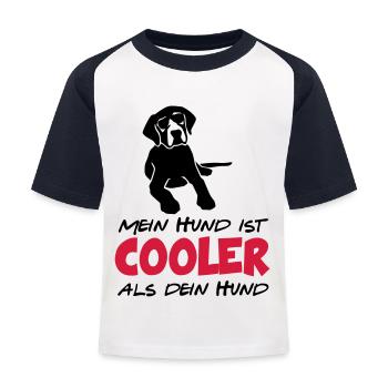 Baby Kind Cooler Hund - Kinder Baseball T-Shirt - Weiß/Navy - Vorne