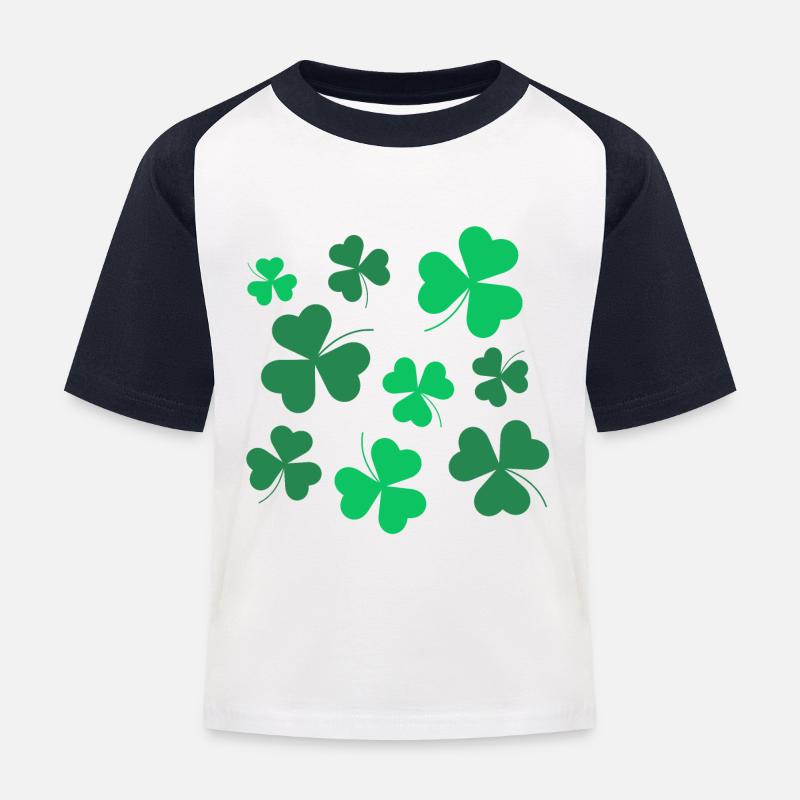 Kleeblatt, Kleeblatt, Irisch, Frühling, St. Patrick's Day - Kinder Baseball T-Shirt - Weiß/Navy