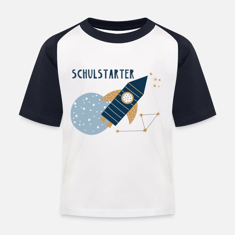 schulstarterrakete - Kinder Baseball T-Shirt - Weiß/Navy