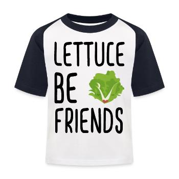 Lettuce Be Friends #lettuce #illustration #veggie - Kinder Baseball T-Shirt - Weiß/Navy - Vorne