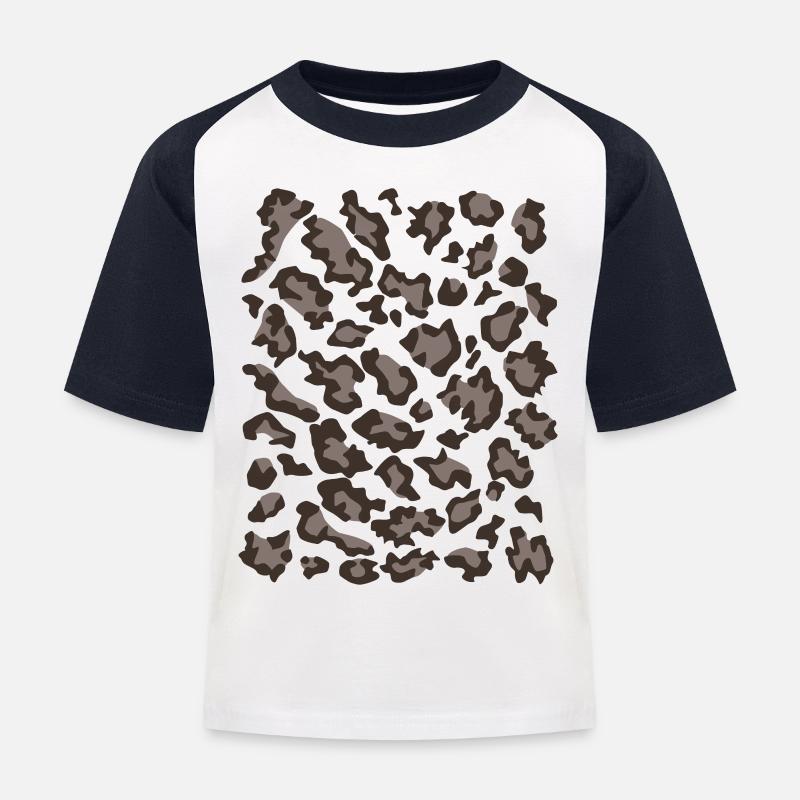Snow leopard pattern dark - Kids' Baseball T-Shirt - white/navy