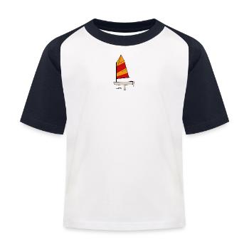Optimist Segelboot - Kinder Baseball T-Shirt - Weiß/Navy - Vorne