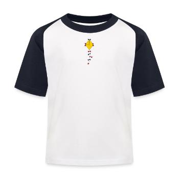 Drachen bunt Herbst - Kinder Baseball T-Shirt - Weiß/Navy - Vorne