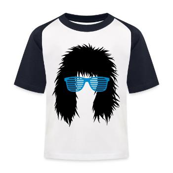 shutter brille - haare - frisur - Kinder Baseball T-Shirt - Weiß/Navy - Vorne