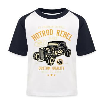 En amerikansk original Hotrod Rebel Hot Rod - Baseboll-T-shirt barn - vit/marinblå - Fram