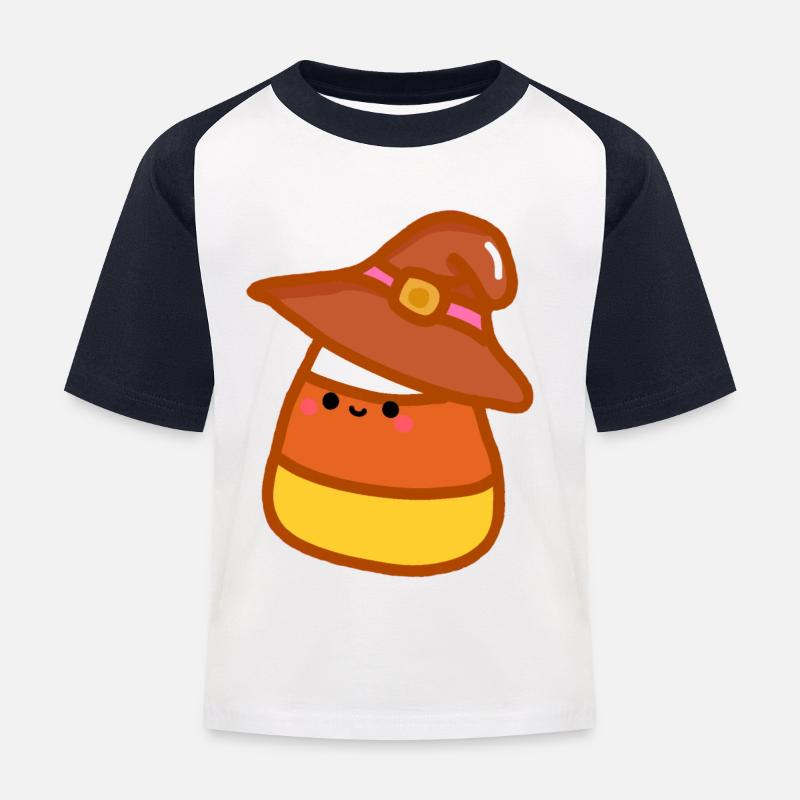 candy corn - Kids' Baseball T-Shirt - white/navy