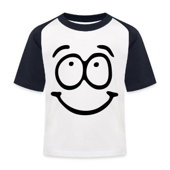 Funny Face, Cartoon Face, Trickfilm, - Kinder Baseball T-Shirt - Weiß/Navy - Vorne