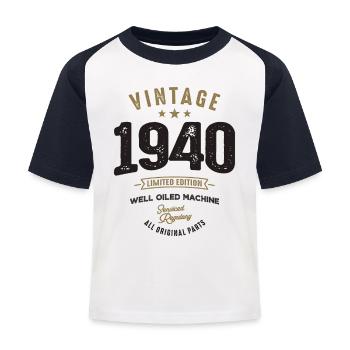Jahrgang 1940 82. Geburtstag - Kinder Baseball T-Shirt - Weiß/Navy - Vorne