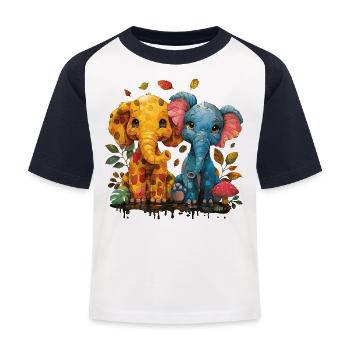 Herzige Elefantenfreunde für kleine Tierliebhaber - Kinder Baseball T-Shirt - Weiß/Navy - Vorne