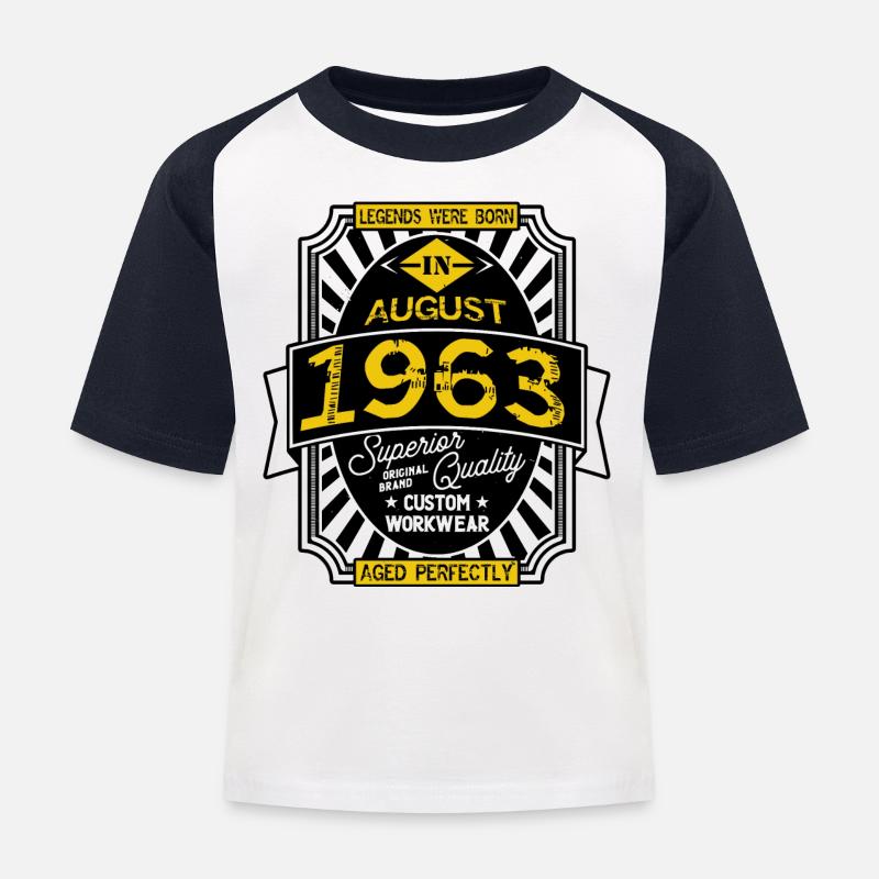1963 AUGUST - T-shirt baseball Enfant - blanc/marine