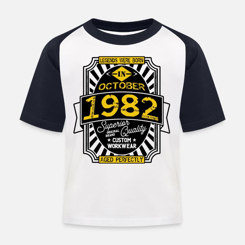 1982 OCTOBER - T-shirt baseball Enfant - blanc/marine