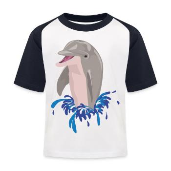 Éclaboussures de plage de mer de dauphin - T-shirt baseball Enfant - blanc/marine - Devant