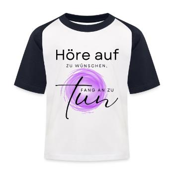 POSITIVE EINSTELLUNG MINDSET Motivation - Kinder Baseball T-Shirt - Weiß/Navy - Vorne