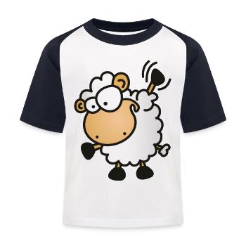 Schaf am winken - Kinder Baseball T-Shirt - Weiß/Navy - Vorne