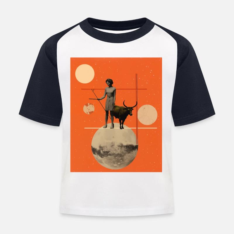 Schütze Collage Kunst Astrologie - Kinder Baseball T-Shirt - Weiß/Navy