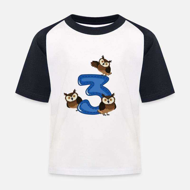 3e anniversaire - T-shirt baseball Enfant - blanc/marine