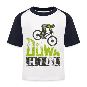 Mountainbike Downhill heizen MTB Fahrer Geschenk - Kinder Baseball T-Shirt - Weiß/Navy - Vorne