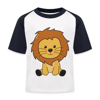 Löwe süße Tiere für Kinder König der Löwen - Kinder Baseball T-Shirt - Weiß/Navy - Vorne