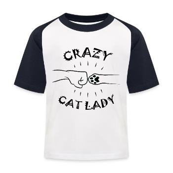 Crazy Cat Lady - Paw Fist Bump - Kids' Baseball T-Shirt - white/navy - Front