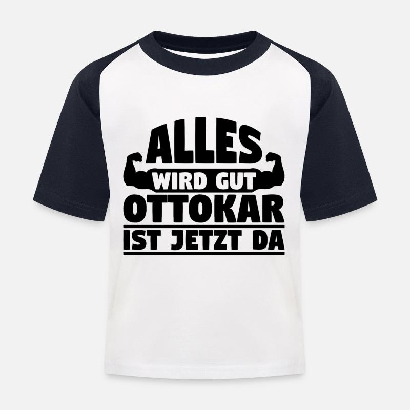 Alles wird gut Ottokar ist jetzt da - Kinder Baseball T-Shirt - Weiß/Navy