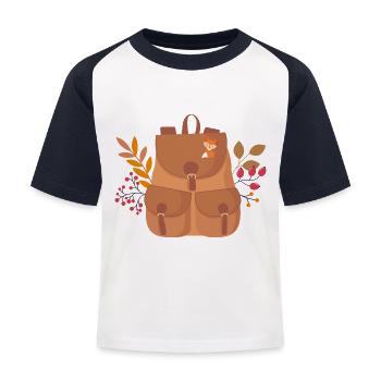 Rucksack - Kinder Baseball T-Shirt - Weiß/Navy - Vorne