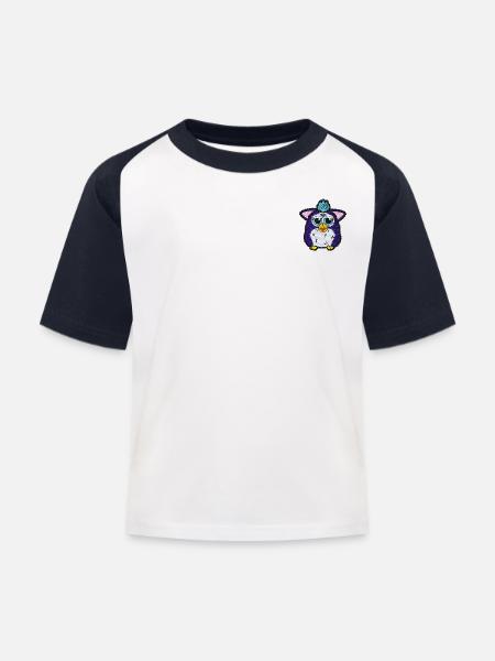 Furby Als Stick-Design - Kinder Baseball T-Shirt - Weiß/Navy