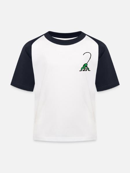 Pippi Longstocking Mr. Nilsson Embroidery Design - Kids' Baseball T-Shirt - white/navy