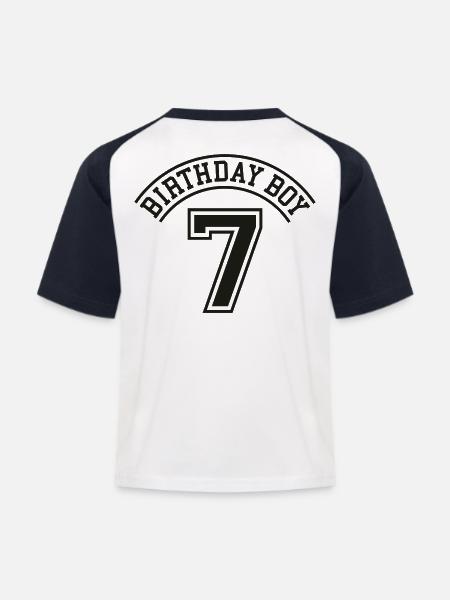 birthday_boy_7_years - Kinder Baseball T-Shirt - Weiß/Navy