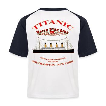TITANISCHE SCHÖPFUNG Louis RUNEMBERG © Adagp - Kinder Baseball T-Shirt - Weiß/Navy - Hinten