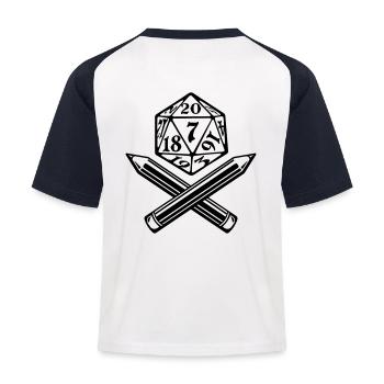 Role-playing jolly Roger - Kids' Baseball T-Shirt - white/navy - Back