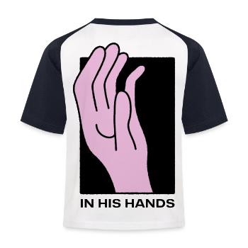 In his Hands - Kids' Baseball T-Shirt - white/navy - Back