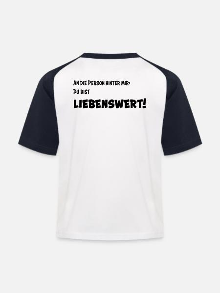 Liebenswert - Kinder Baseball T-Shirt - Weiß/Navy