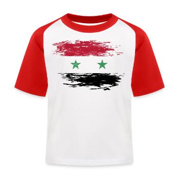 Drapeau de la Syrie utilisé - T-shirt baseball Enfant - blanc/rouge - Devant